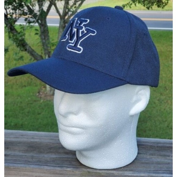 New York Yankees Wool Blend Hat Adjustable Embroidered Navy Blue Unbranded - Picture 4 of 7